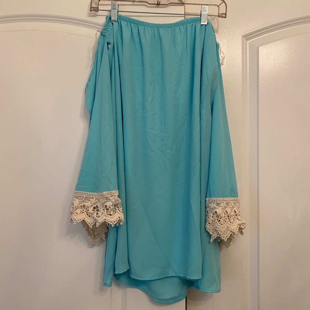 cute blue off the shoulder dress